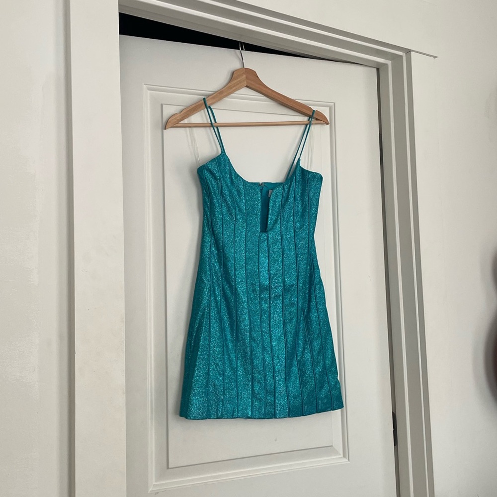 Meshki Teal Sparkle Mini Dress - NWT